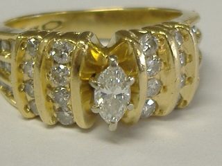 Vintage Solid 14k Gold 0.  85 Ct Tw Diamond Engagement Ring,  Size 7.  25