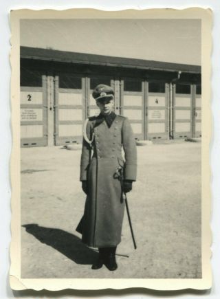 Wwii Small Size Photo: Wehrmacht Officer Posing On Camera