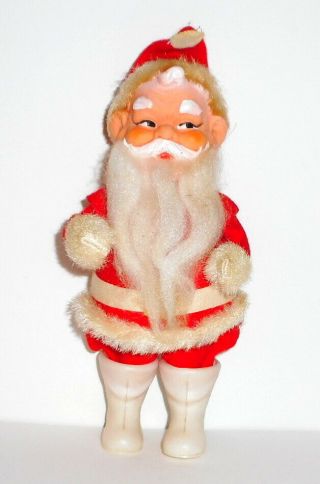 Vintage Christmas Santa Claus Doll Figure Rubber Face Made In Japan Label 8 Inch