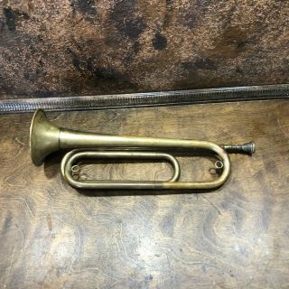 Vintage Brass Conn Military Taps Bugle Elkhart Ind W Gustat Model 2 Mouthpiece