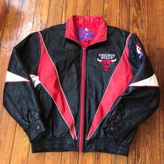 Vintage 90s Pro Player Chicago Bulls Leather Jacket Coat Men’s Large