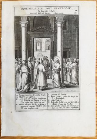 A.  Collaert Print Bible Jesus In The Temple (2) Folio - 1593