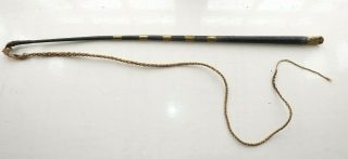 Vintage Brass Banded Riding Whip Driving Crop Tack Horse Polo Fox Hunting Horn