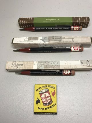 (3) Vintage Kendall Oil Mechanical Pencils W/ Instructions