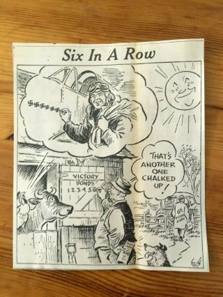 1944 Canada Ad Canadian Wwii Rcaf Pilor Cartoon 6th War Bond Campaign