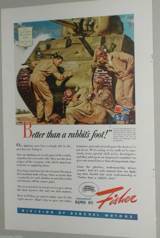 1943 Fisher Body Advertisement,  M - 4 Sherman Tank,  General Motors,  Fisher Coach
