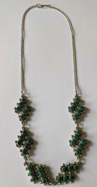 Vintage Navajo Sterling Turquoise Snake Eyes Necklace