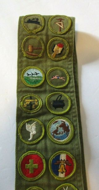 Vintage Boy Scout Sash With 25 Merit Badges 2