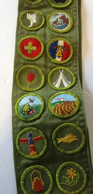Vintage Boy Scout Sash With 25 Merit Badges 3