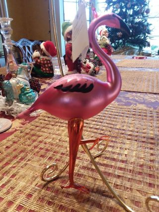 Christopher Radko Pink Flamingo Ornament Italy Very Rare