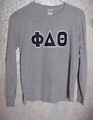 Phi Delta Theta College Fraternity Greek Letters Sewn Long Sleeve Shirt M