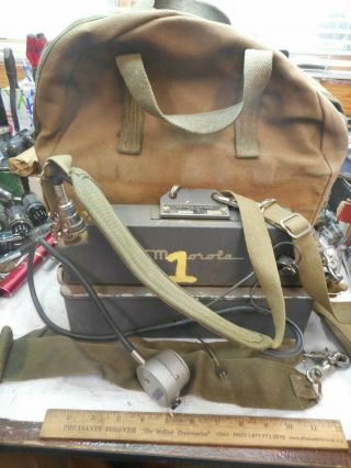 Vintage Military Motorola Handie Talkie Fm Radio Phone & Bag Mic And Straps