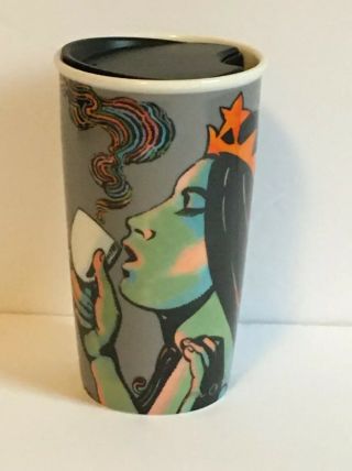 Starbucks 2016 Psychedelic Siren Mermaid Ceramic Tumbler Travel Cup 12 Oz