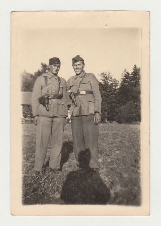 1944 Ww2 Two Men Soldiers Buddies Partisans Military Guns Old Photo