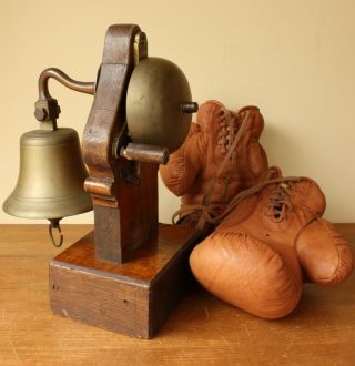 Vintage Brass Boxing Ring Bell.  Boxer Ringside Start / Stop Double Bells