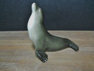 5 " Long Seal Sea Lion Figurine Gray Black Cream Russia Marked Made In Ussr