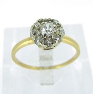 . 68 Ct Tw Diamonds Old Minor Cut 14k Yellow Gold Vintage Cluster Ring Size 9.  5
