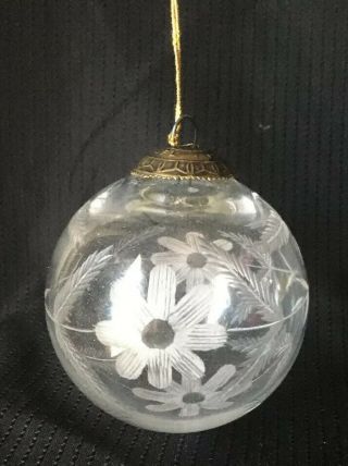 Vintage Midwest Kugel Clear Etched Christmas Ornament
