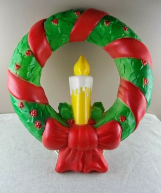 Vintage Empire Blow Mold Illuminated Christmas Wreath Made In Usa
