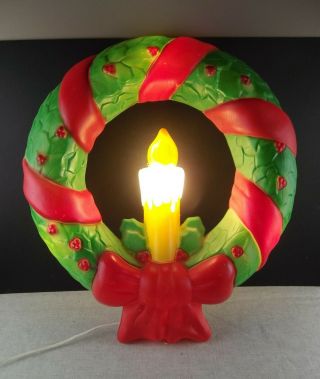 Vintage Empire Blow Mold Illuminated Christmas Wreath Made In USA 2