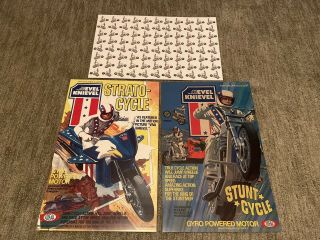Three Evel Knievel Stunt Cycle Poster Prints.  Strato - Cycle,  Ideal