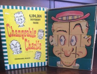 Vintage " Changeable Charlie " Blocks Game - 1948