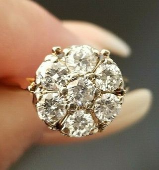 1.  25tcw Vintage Diamond Flower Cluster 14k Yellow/white Gold Ring