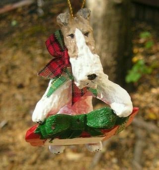 Wire Fox Terrier with a PACKAGE Christmas Tree Ornament 3