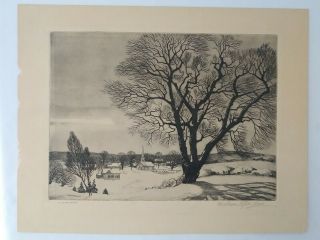 William MacLean Etching Silent Night Pencil Signed Winter Scene Framed & Matted 2