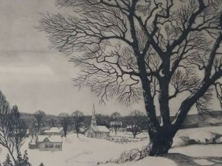 William MacLean Etching Silent Night Pencil Signed Winter Scene Framed & Matted 3