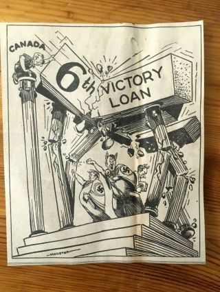 1944 Canada Ad Wwii Canadian Patriotic Cartoon 6th War Bond Loan Campaign