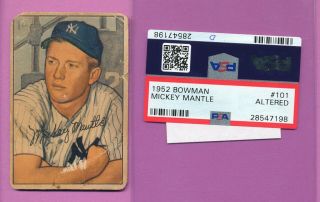 Authentic Altered Mantle 1952 Bowman 101 Mickey Vintage Tphlc