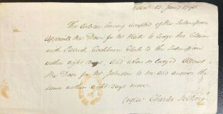 1798 Edinburgh Scotland Submission Note Appoints Charles Selkrig To Lodge Claim