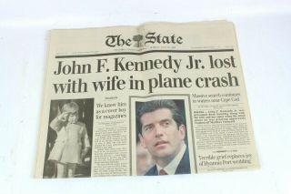 John F Kennedy Jr.  Plane Crash Newspaper The State South Carolina July 18,  1999