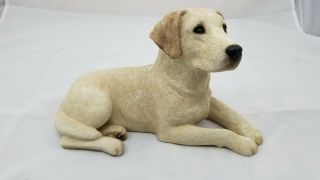 Sandicast Yellow Lab Puppy 1991 Vintage Sculpture Figurine Signed Sandra Brue