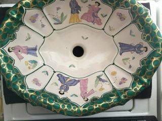Vintage 1980s Green Chinoiserie Lavatory Sink