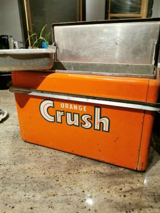 Vtg 1930/40s Orange Crush Cooler W/tray Quality Cronstroms Metal Soda Cola Embos