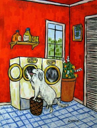 Great Pyrenees Laundry Dog Pet Art Print 8x10 Poster
