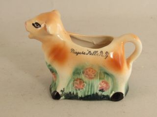 Vintage Ceramic Cow Creamer Milk Pitcher Niagara Falls Souvenir Pioneer Mose Co.