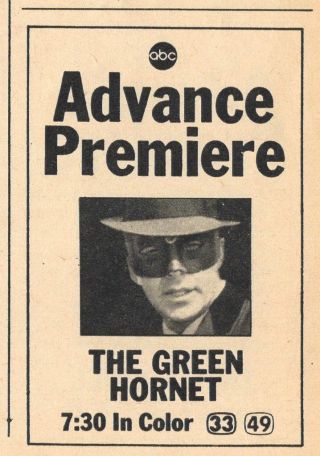 1966 Tv Ad & Debut Listing The Green Hornet Bruce Lee Van Williams Premiere