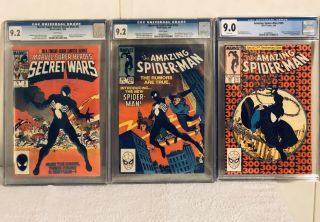 Spider - Man/venom Symbiote Set (secret Wars 8,  Asm 252,  And Asm 300 1st Venom)