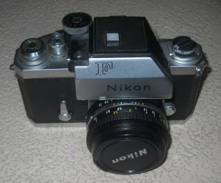 Vintage Nikon F Camera Body With 1:1.  8 Nikkor 50mm Lens S/n 7012436