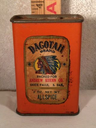 2 Oz Dagotah Spice Tin W Paper Label Sioux Falls Sd South Dakota American Indian