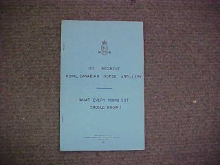 Orig Post Ww2 Booklet 1st Regiment Royal Canadian Horse Artillery " Rcha "