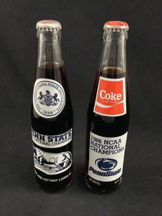 1982 And 1986 Penn State Coca Cola National Championship 10 Ounce Bottles Unopen