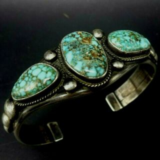 Verdy Jake Vintage Navajo Sterling Silver Blue Creek Turquoise Cuff Bracelet