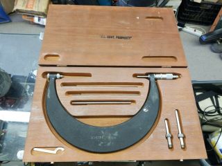 Vintage Scherr Tumico 6 - 9 Micrometer - W/ Rods In Wood Case