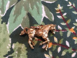 Heavy Vintage 9ct Solid Gold Charm / Pendant Of A Running Horse Uk Hm Wt 8.  4 Gms