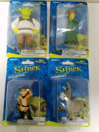 Shrek Donkey Puss In Boots Fiona 4 Figurines In