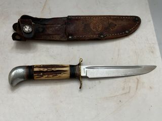 Vintage P.  Holmberg Eskilstuna Sweden Hunting Knife With Sheath.  9 Inch Wow
